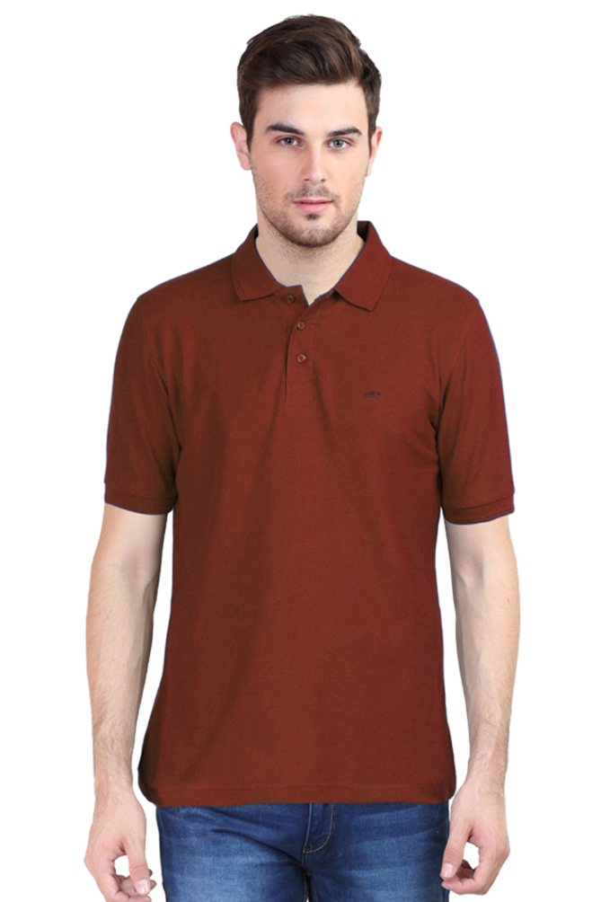 Male Polo Half Sleeve Brick Red Embroidery