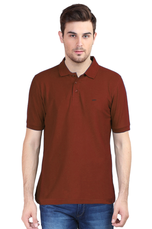 Male Polo Half Sleeve Brick Red Embroidery