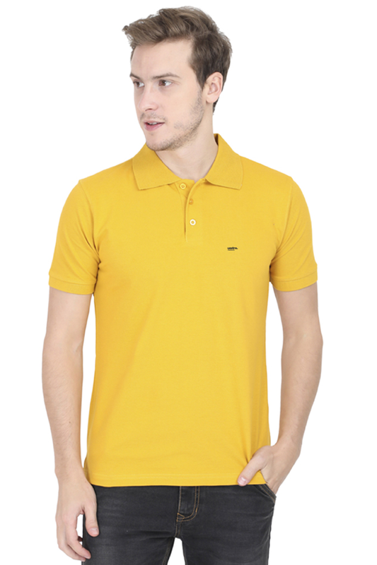 Male Polo Half Sleeve Mustard Yellow Embroidery